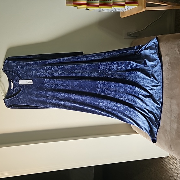 New Soft Surroundings Santiago Embossed Velvet Medieval Blue Dress XL - Picture 5 of 8